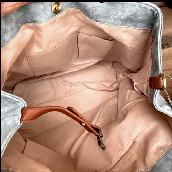 Blue Faux Leather Convertible HOBO Bag - Picture 7 of 14